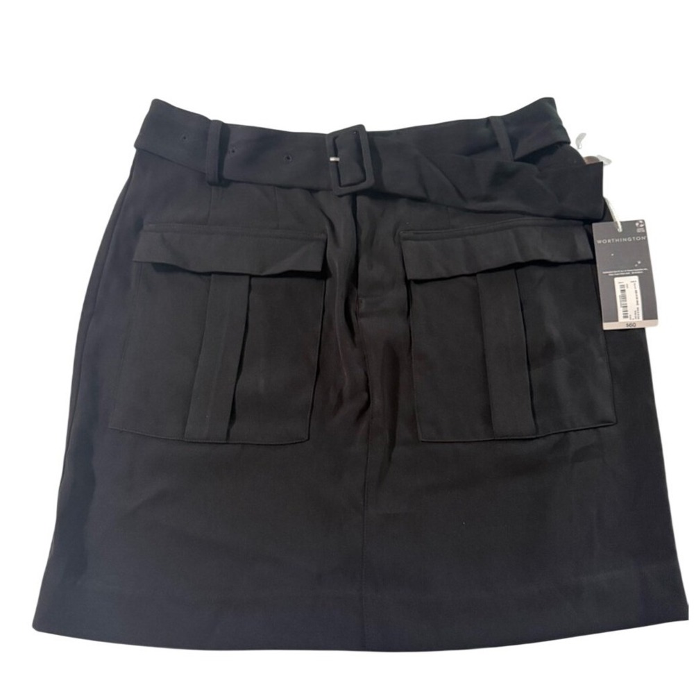 Worthington Black Mini Skirt with Front Flap Pockets size 6